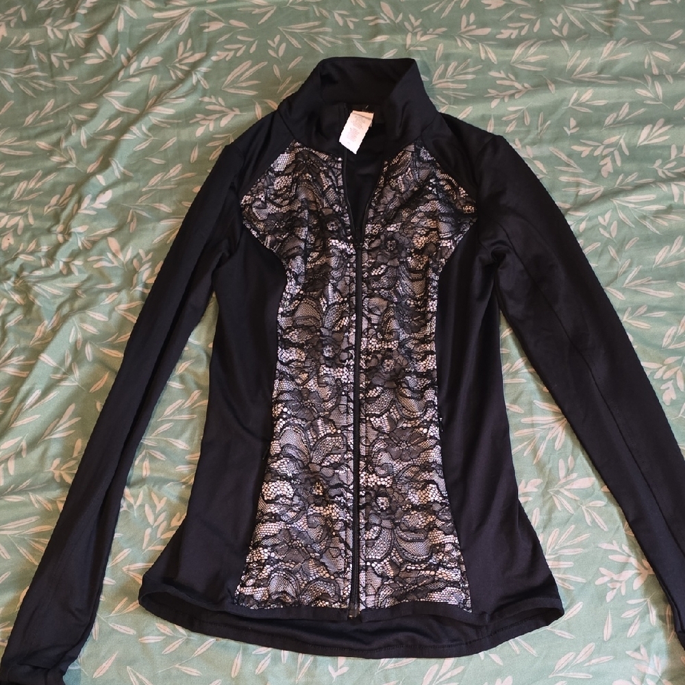 Women's Black and Gray Lace Jacket
